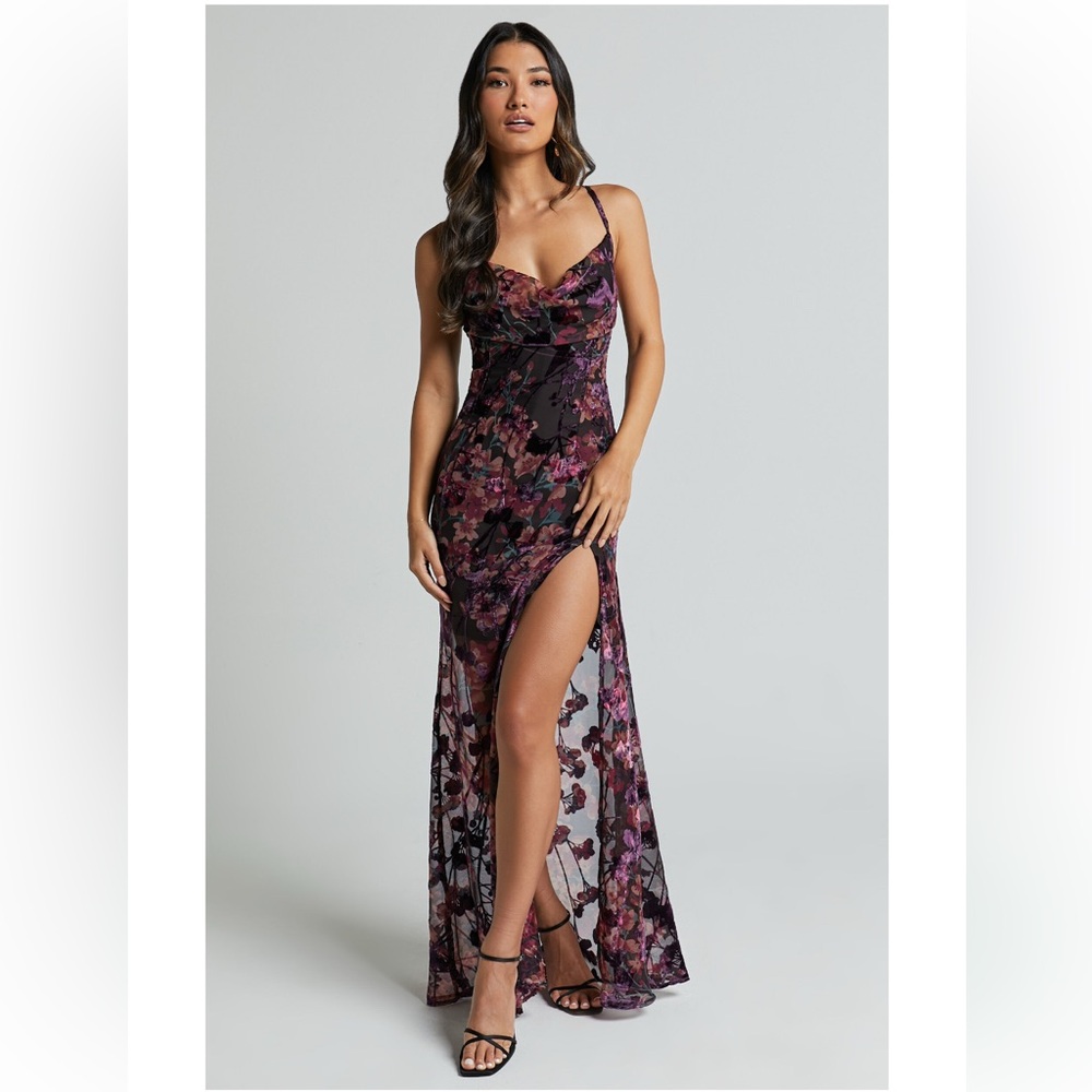 Showpo Aletta Maxi Dress w Cowl Neck in Burn Out Floral